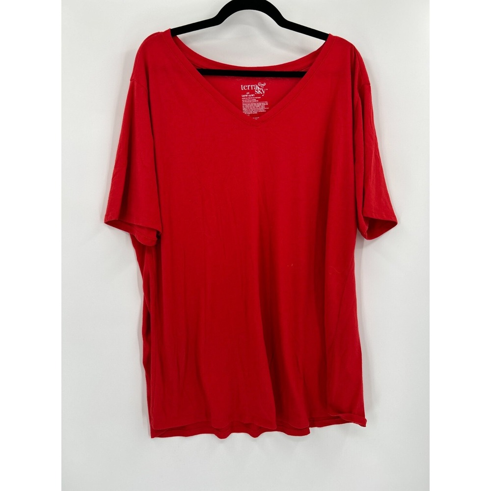 Terra Sky Womens Size 2X Red T-Shirt Basic Short Sleeve